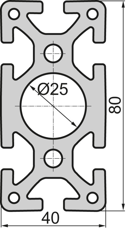 Aluminium profile 40x80