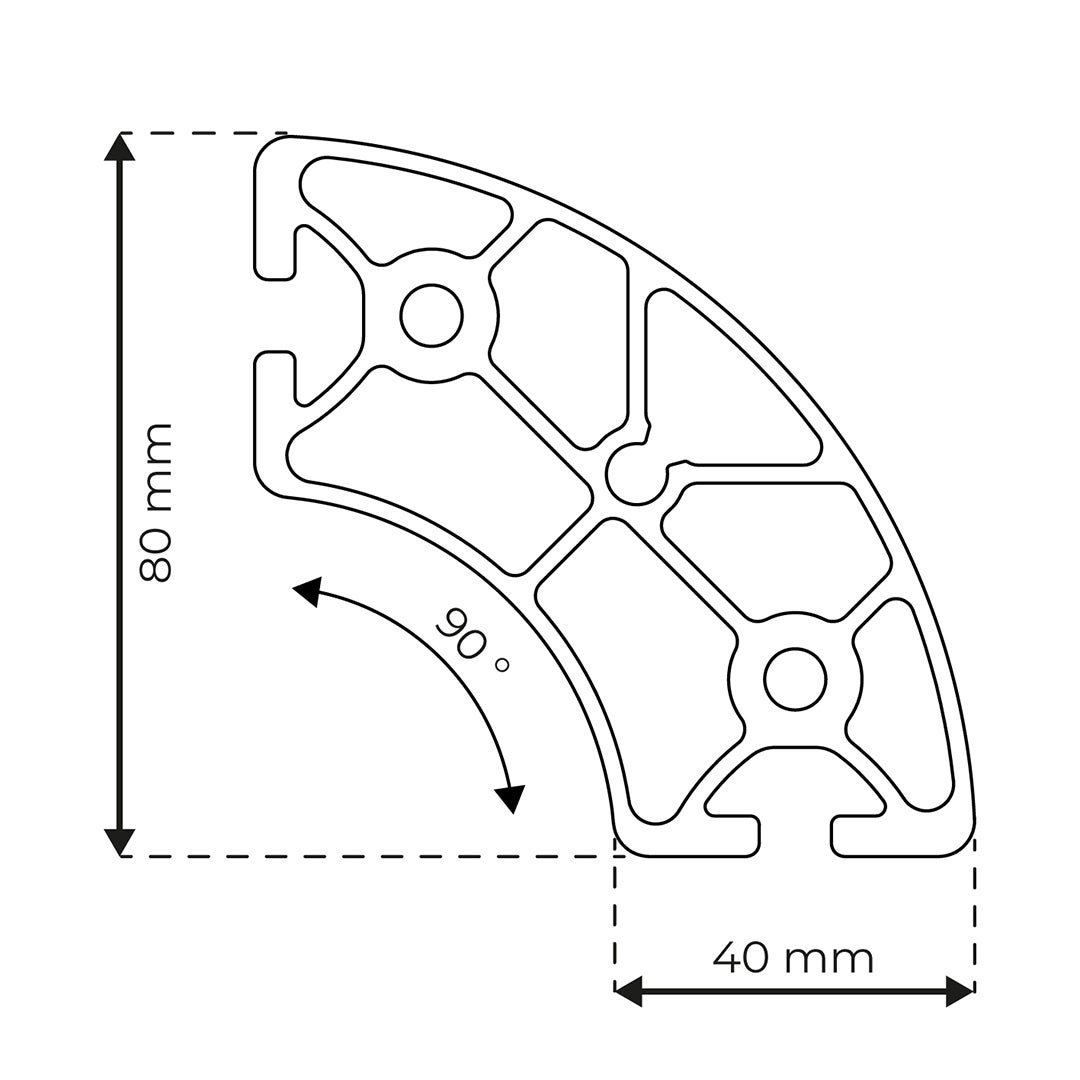 RP1440 aluminium profile 8 40x90 Light