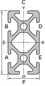 Aluminium profile 20x40