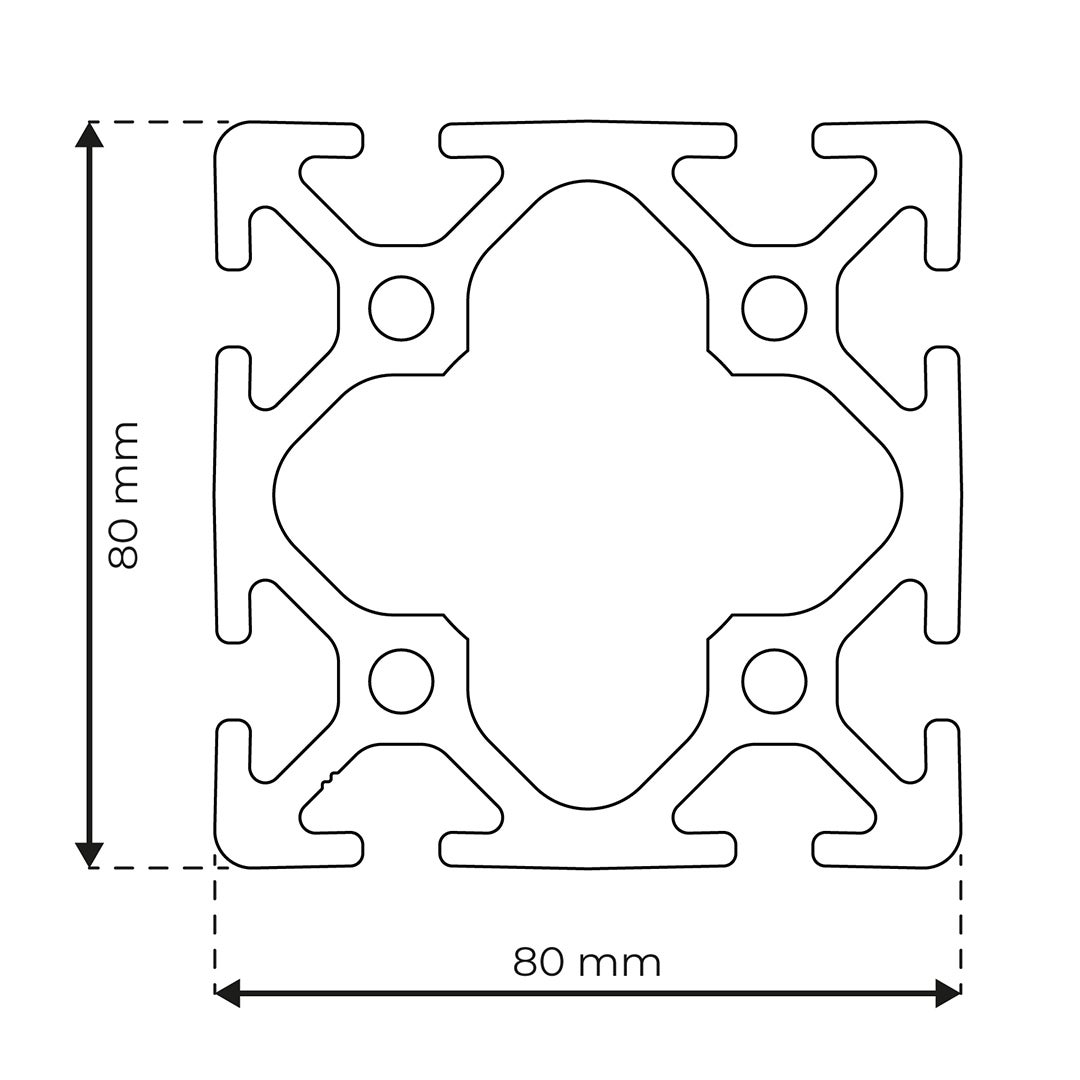 Aluminiumsprofil 8 80x80 Normal | Rollco
