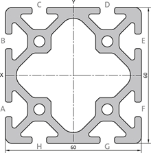 Aluminium profile 60x60