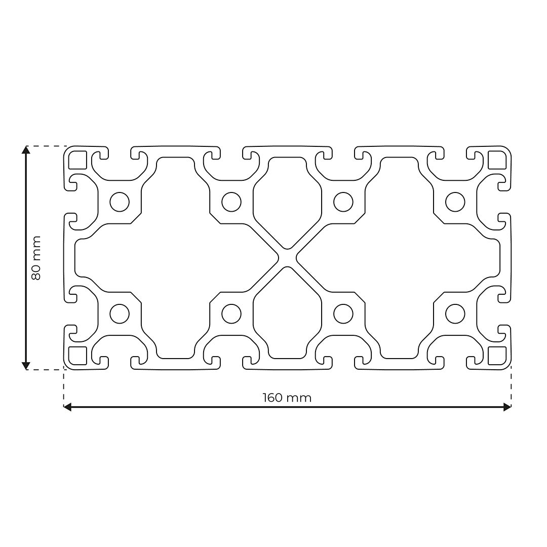RP1200 aluminium profile 8 160x80 Light