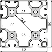 Aluminium profile Closed 80x80 6N Light