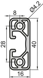 Aluminium profile 16x40 Light