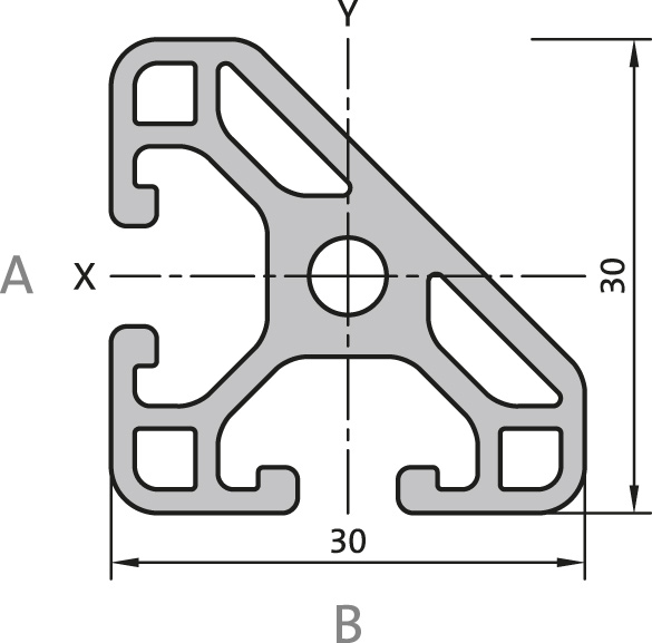 Aluminium profile 30x30 45° L