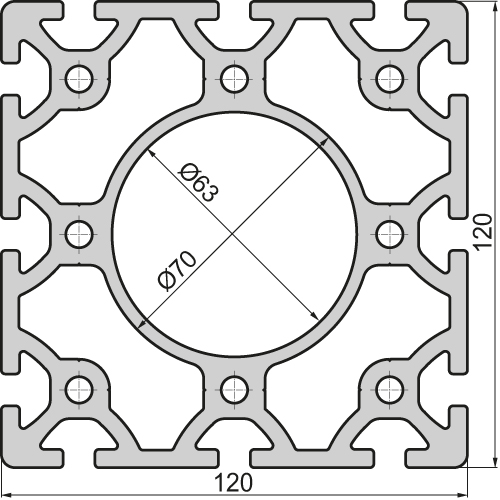 Aluminium profile 120x120 NV