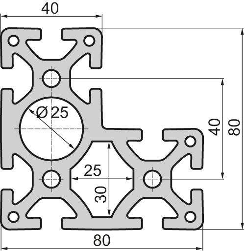 Angle Aluminium profile 40x80/80