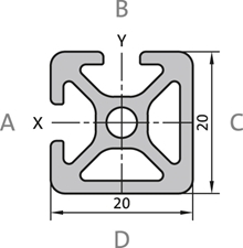 Aluminium profile 20x20 2N90