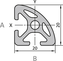 Profile 20x20 R90°